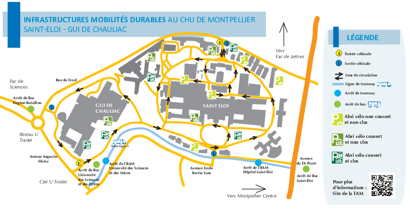 Carte des abris à vélo du site Gui de Chauliac - Saint Eloi