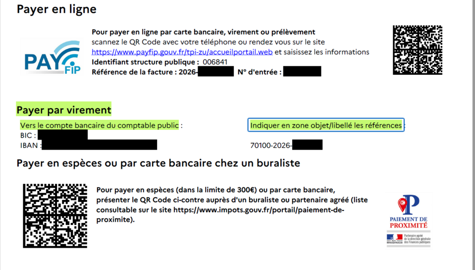 Exemple d'avis de sommes à payer avec indication des informations importantes
